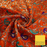 Paisley Swirl Design Embroidered Faux Taffeta Silk Dress Fabric Upholstery 42"