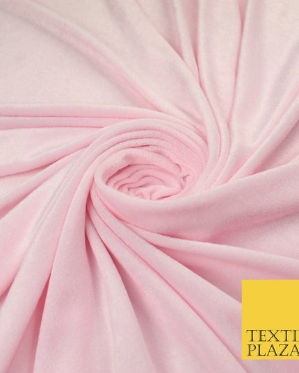 10 COLOURS - Soft Plain Velvet Velour Fabric Stretch Spandex Material - 65"