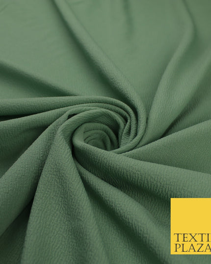 Sage Green / Rose Pink Premium Plain Bubble Crepe Dress Fabric 58"