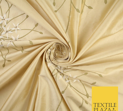 8 COLOURS - Fryetts Luxury Oversized Dandelion Embroidered 100% PURE SILK Fabric
