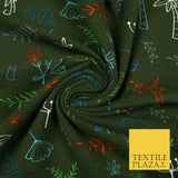 Colourful Palm Tree Forest Leaves Printed Soft Organic Cotton Jersey Fabric 59"