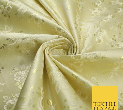 Double Flower Bouquet Design Chinese Brocade Satin Embroidered Dress Fabric 44"