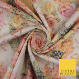 Luxury Ivory Floral Watercolour Stretch Floral Jacquard Dress Fabric
