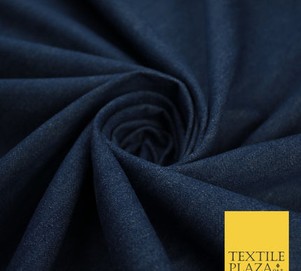 Navy Blue Shot White 100% Cotton Denim Fabric Dress Shirt Material 70" 10426