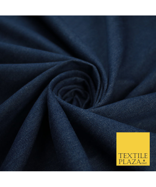 Navy Blue Shot White 100% Cotton Denim Fabric Dress Shirt Material 70" 10426