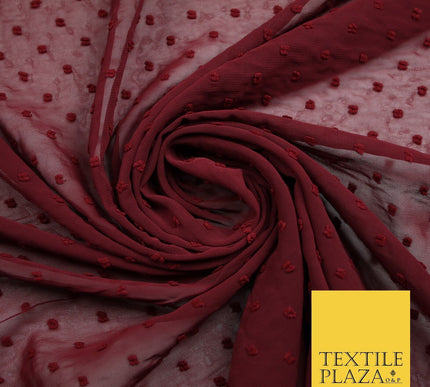 Over 20 COLOURS - Swiss Knot Dot Dobby Sheer Georgette Chiffon Dress Fabric 59"