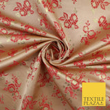 Double Flower Bouquet Design Chinese Brocade Satin Embroidered Dress Fabric 44"