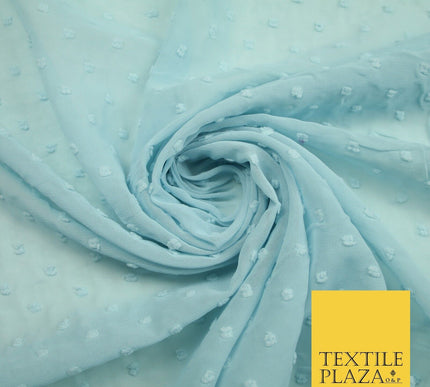 Over 20 COLOURS - Swiss Knot Dot Dobby Sheer Georgette Chiffon Dress Fabric 59"