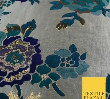Luxury Gold Floral Ornate Vine Textured Brocade Dress Fabric Metallic 59" Wide