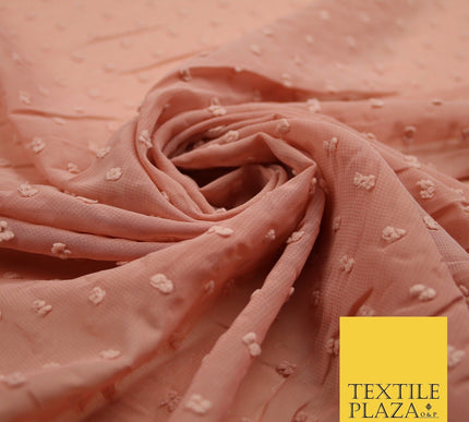 Over 20 COLOURS - Swiss Knot Dot Dobby Sheer Georgette Chiffon Dress Fabric 59"