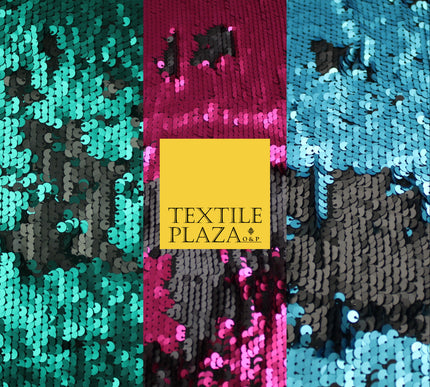 3 COLOURS Reversible Soft MATT MERMAID SEQUIN Fabric 2 Colour Way Changing Lycra