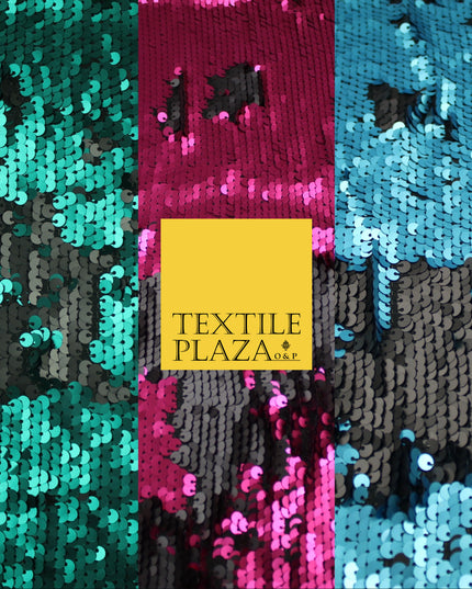 3 COLOURS Reversible Soft MATT MERMAID SEQUIN Fabric 2 Colour Way Changing Lycra