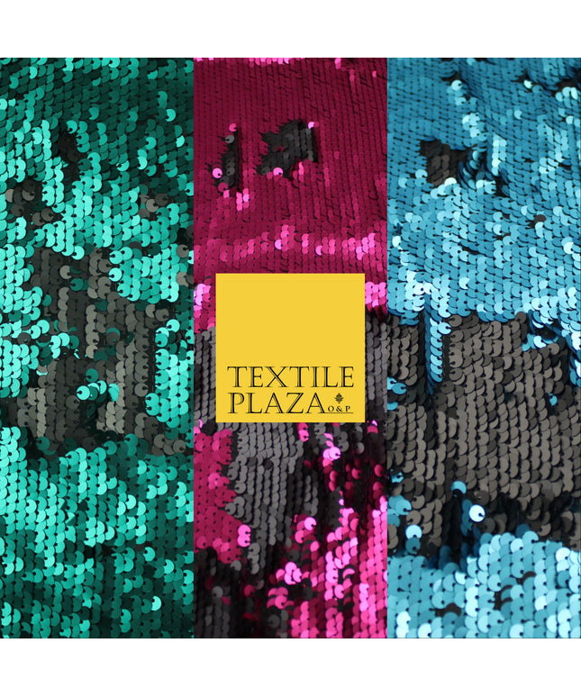 3 COLOURS Reversible Soft MATT MERMAID SEQUIN Fabric 2 Colour Way Changing Lycra