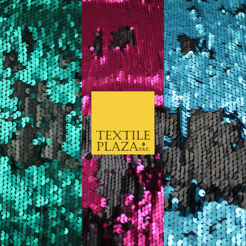3 COLOURS Reversible Soft MATT MERMAID SEQUIN Fabric 2 Colour Way Changing Lycra