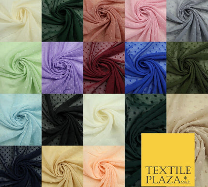 Over 20 COLOURS - Swiss Knot Dot Dobby Sheer Georgette Chiffon Dress Fabric 59"