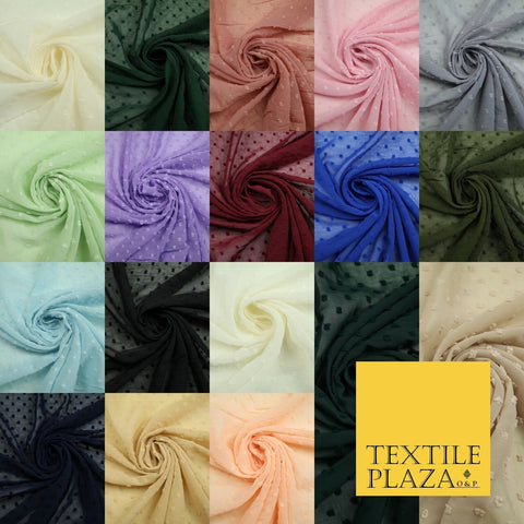 Over 20 COLOURS - Swiss Knot Dot Dobby Sheer Georgette Chiffon Dress Fabric 59"