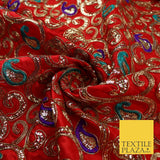 Paisley Swirl Design Embroidered Faux Taffeta Silk Dress Fabric Upholstery 42"
