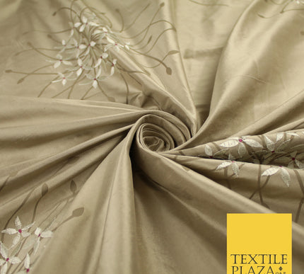 8 COLOURS - Fryetts Luxury Oversized Dandelion Embroidered 100% PURE SILK Fabric