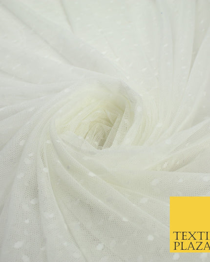 5 COL 4-Way Stretch 5mm Spot Polka Dot Dobby Mesh Net Tulle Dress Fabric60" Wide