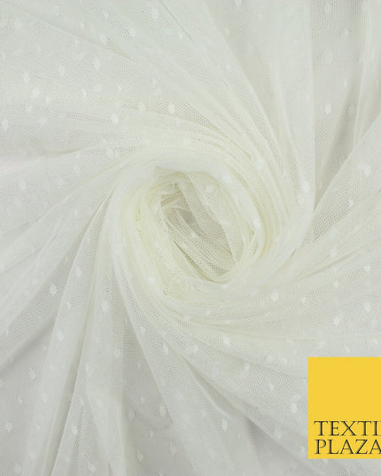 5 COL 4-Way Stretch 5mm Spot Polka Dot Dobby Mesh Net Tulle Dress Fabric60" Wide