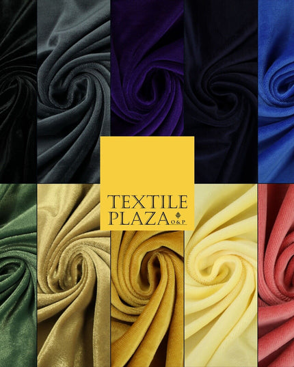 10 COLOURS - Soft Plain Velvet Velour Fabric Stretch Spandex Material - 65"