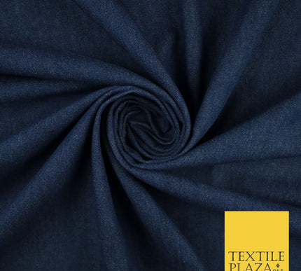 Navy Blue Shot White 100% Cotton Denim Fabric Dress Shirt Material 70" 10426