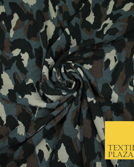 Premium Abstract Animal Mosaic Retro Printed Bubble Crepe Dress Fabric 58" 147cm