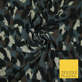 Premium Abstract Animal Mosaic Retro Printed Bubble Crepe Dress Fabric 58" 147cm
