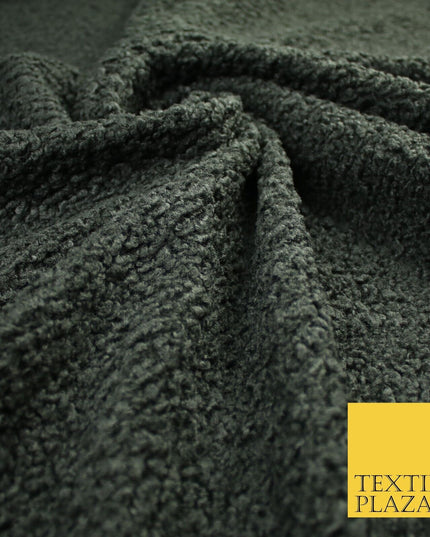 3 COLOURS - Premium Plain Textured Bouclé Sherpa Fur Fabric Material 57"