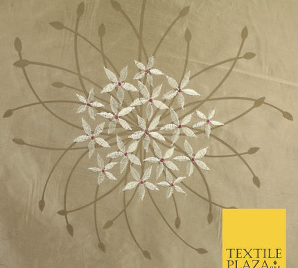 8 COLOURS - Fryetts Luxury Oversized Dandelion Embroidered 100% PURE SILK Fabric