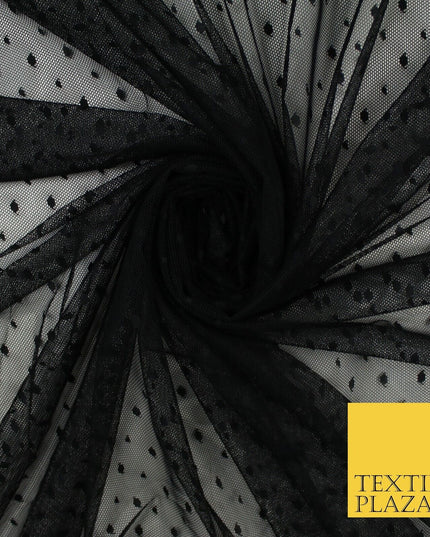 5 COL 4-Way Stretch 5mm Spot Polka Dot Dobby Mesh Net Tulle Dress Fabric60" Wide