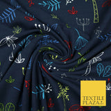 Colourful Palm Tree Forest Leaves Printed Soft Organic Cotton Jersey Fabric 59"