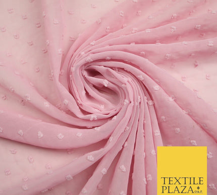 Over 20 COLOURS - Swiss Knot Dot Dobby Sheer Georgette Chiffon Dress Fabric 59"