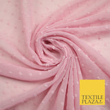 Over 20 COLOURS - Swiss Knot Dot Dobby Sheer Georgette Chiffon Dress Fabric 59"