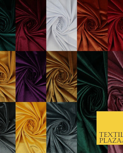 17 COLOURS LUXURY Plush Plain Stretch Velvet Velour Fabric Material Craft 58" D