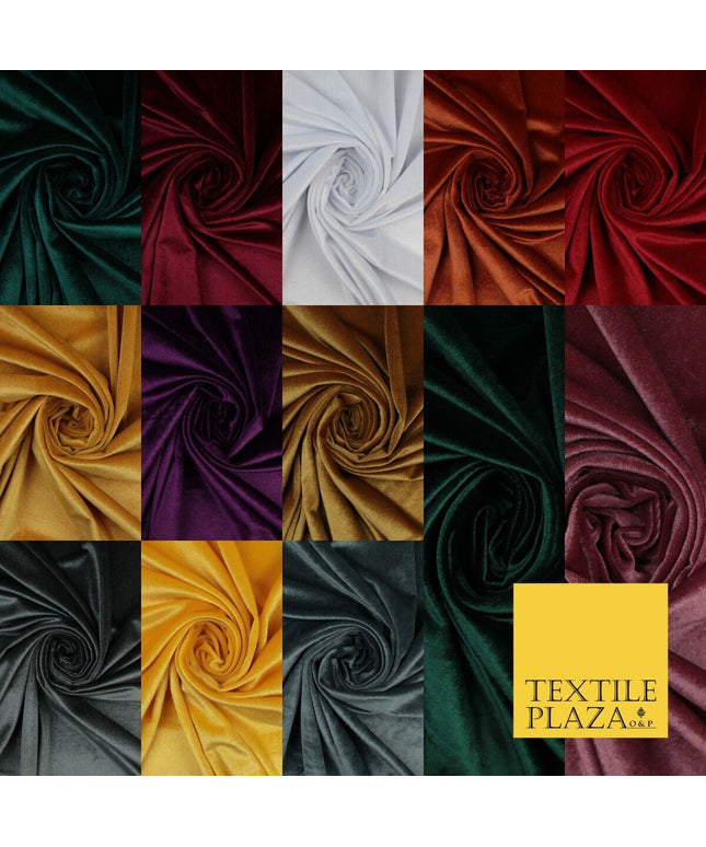 17 COLOURS LUXURY Plush Plain Stretch Velvet Velour Fabric Material Craft 58" D