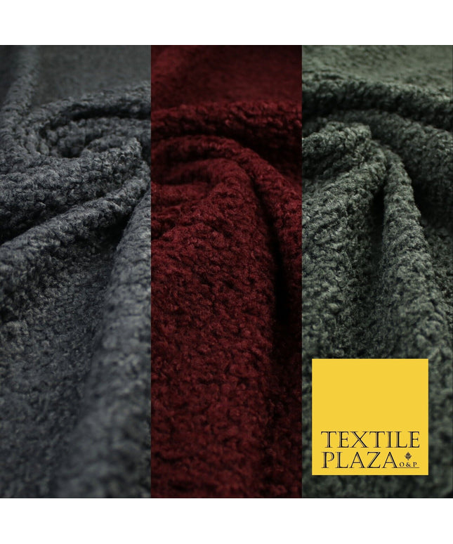 3 COLOURS - Premium Plain Textured Bouclé Sherpa Fur Fabric Material 57"
