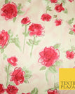 Blush with Floating Pink Rose Flower SATIN 44
