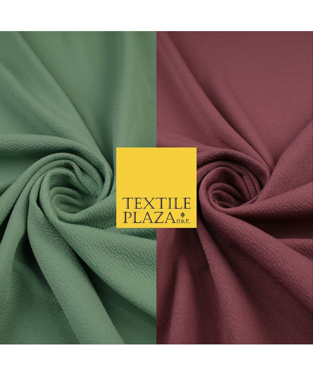 Sage Green / Rose Pink Premium Plain Bubble Crepe Dress Fabric 58"
