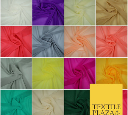 OVER 25 COLOURS Premium Plain Dyed Chiffon Fine Soft Georgette Dress Sari Fabric