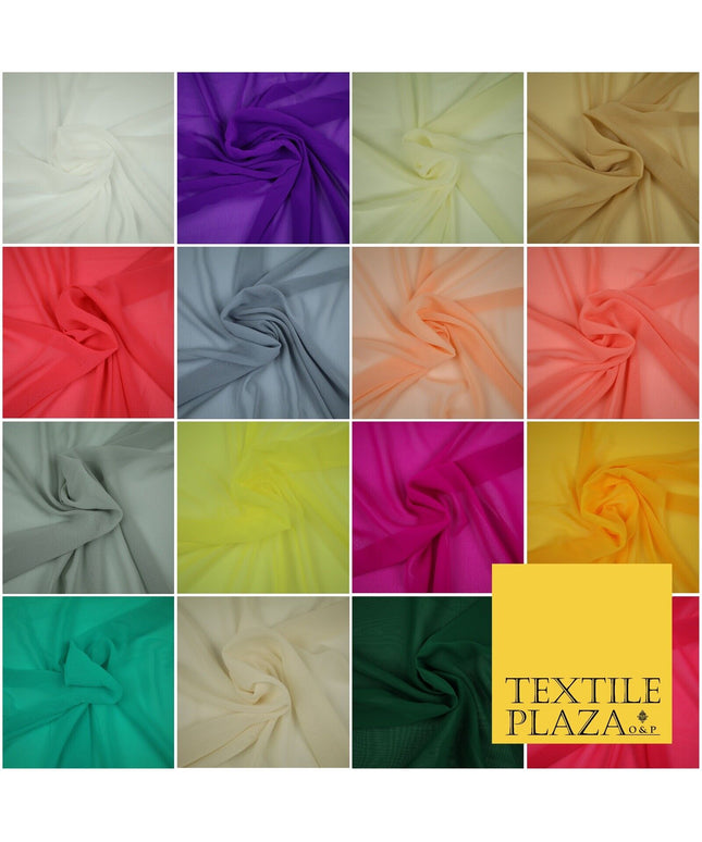 OVER 25 COLOURS Premium Plain Dyed Chiffon Fine Soft Georgette Dress Sari Fabric