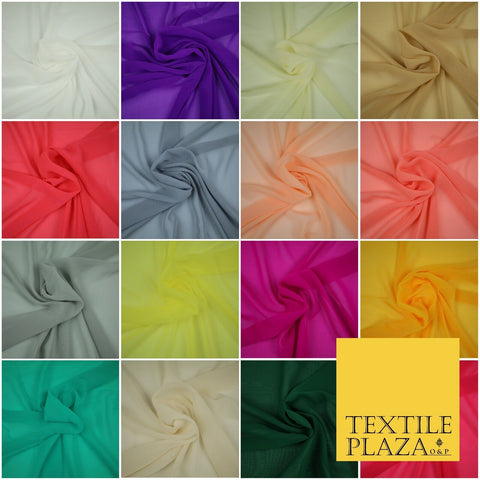 OVER 25 COLOURS Premium Plain Dyed Chiffon Fine Soft Georgette Dress Sari Fabric