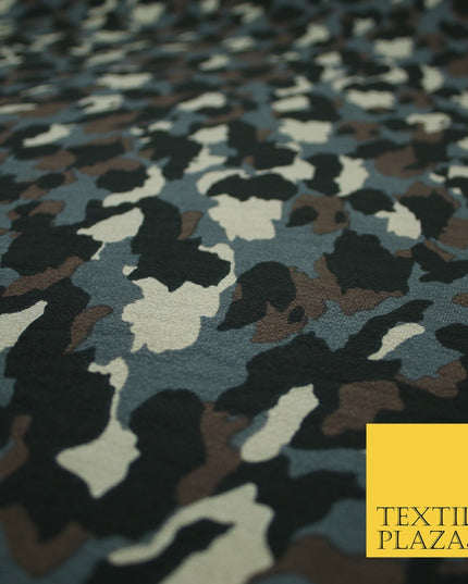 Premium Abstract Animal Mosaic Retro Printed Bubble Crepe Dress Fabric 58" 147cm