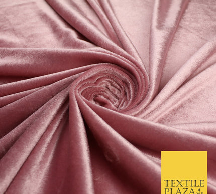 10 COLOURS - Soft Plain Velvet Velour Fabric Stretch Spandex Material - 65"