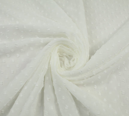 Over 20 COLOURS - Swiss Knot Dot Dobby Sheer Georgette Chiffon Dress Fabric 59"