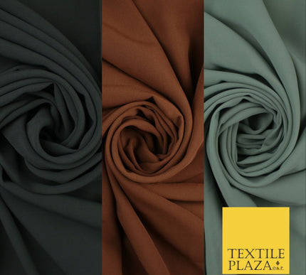 3 COLOURS Plain Soft Smooth Heavy Georgette Chiffon Sheer Dress Fabric 48" Wide