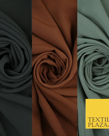 3 COLOURS Plain Soft Smooth Heavy Georgette Chiffon Sheer Dress Fabric 48" Wide
