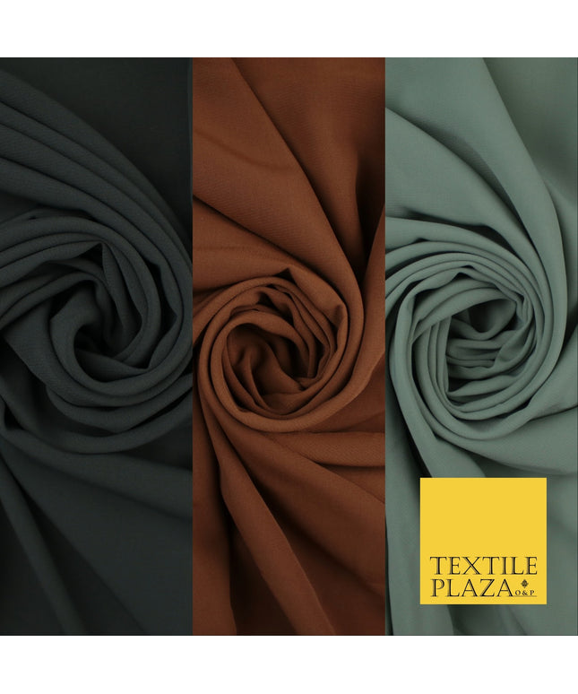 3 COLOURS Plain Soft Smooth Heavy Georgette Chiffon Sheer Dress Fabric 48" Wide