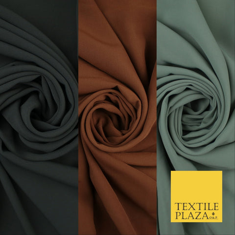 3 COLOURS Plain Soft Smooth Heavy Georgette Chiffon Sheer Dress Fabric 48" Wide