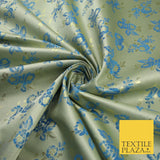 Double Flower Bouquet Design Chinese Brocade Satin Embroidered Dress Fabric 44"